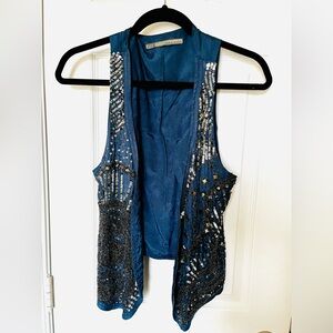 Zara Blue Embellished Women's Vest